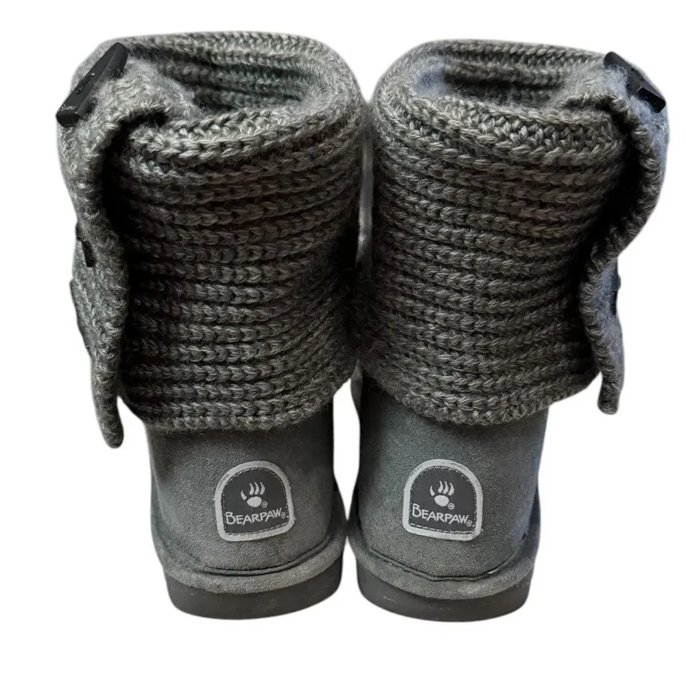 BearPaw Knit Tall Wool/Acrylic Blend Gray Boots 656W Knit Tall Women's Boots 7